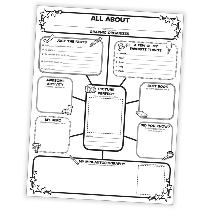 Scholastic Teaching Solutions SC-0545015375 Graphic Organizer Poster, All-About-Me Web, Grades 3-6