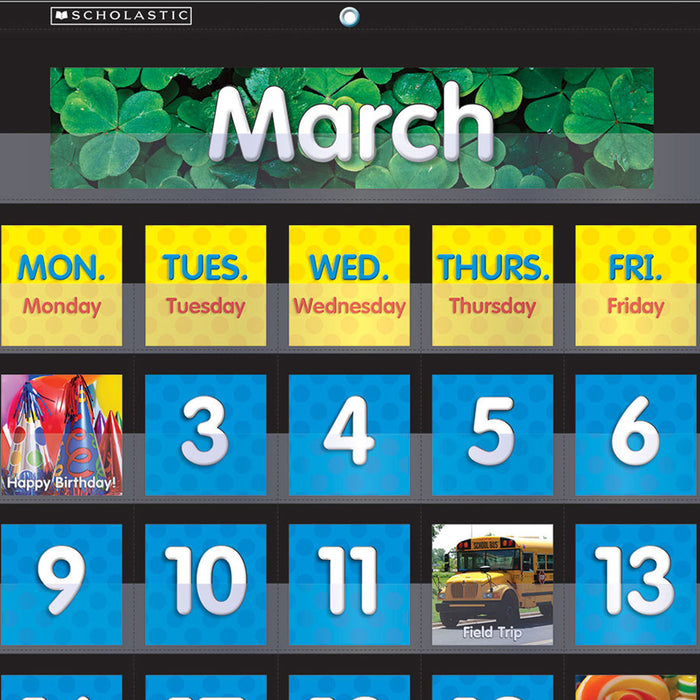 Scholastic Teaching Solutions SC-583866 Monthly Calendar Pocket Chart with Cards, Black