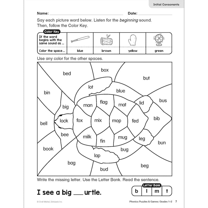 Scholastic Teaching Solutions SC-9781546113812 Phonics Puzzles & Games Activity Book for Grades 1-2