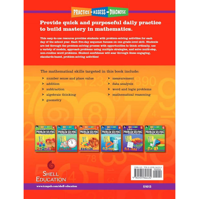 Shell Education SEP51613 180 Days of Problem Solving for First Grade