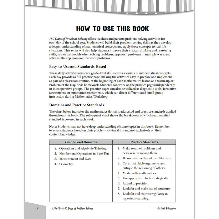 Shell Education SEP51613 180 Days of Problem Solving for First Grade