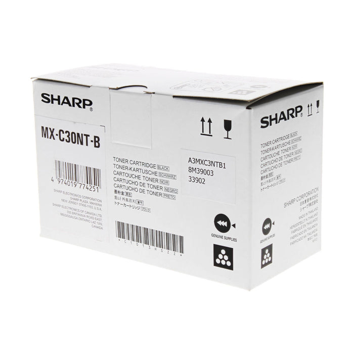 OEM Sharp MX-C30NTB Toner Cartridge, Black 6K Yield