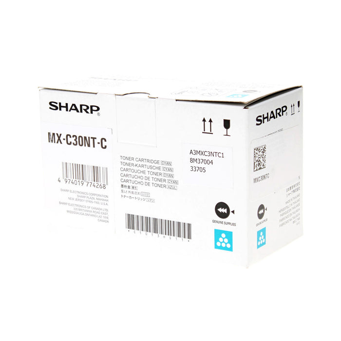 OEM Sharp MX-C30NTC Toner Cartridge, Cyan 6K Yield
