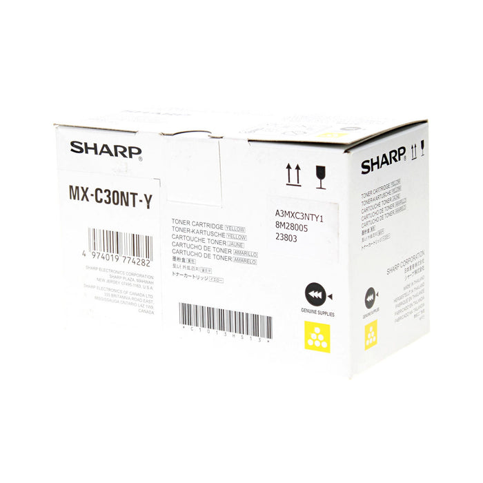 OEM Sharp MX-C30NTY Toner Cartridge, Yellow 6K Yield