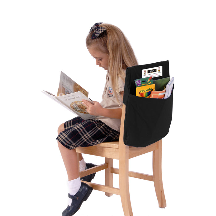 Seat Sack SSK00117BK Large Chair Pocket Classroom Storage Organizer - 17 inch, Black