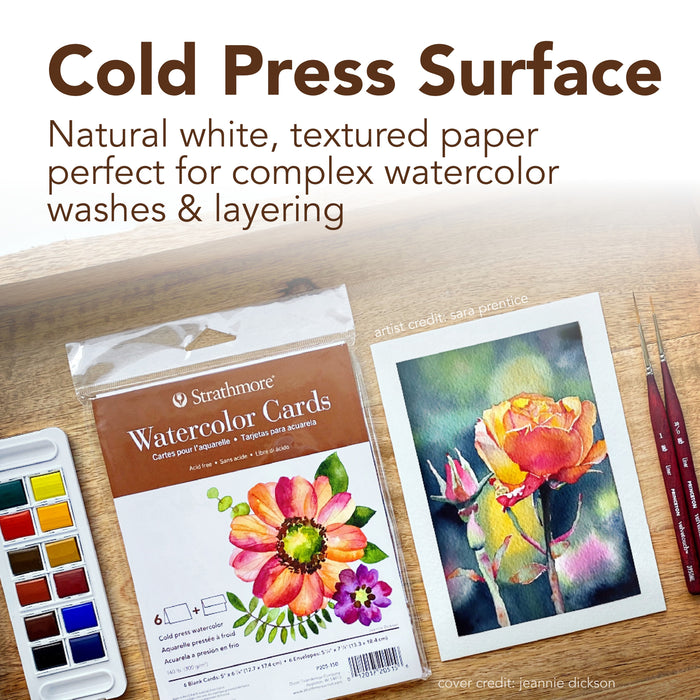 Strathmore STT1056501 400 Series Watercolor Cards & Envelopes, 5x6.875 inch, 100 Pack