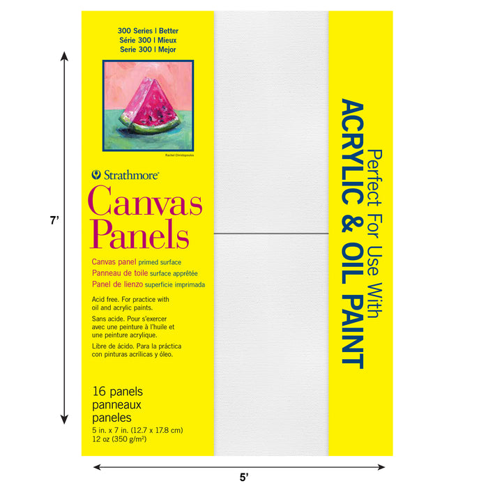 Strathmore STTP31105 300 Series Canvas Panels, 5x7 inch, 16 Pack