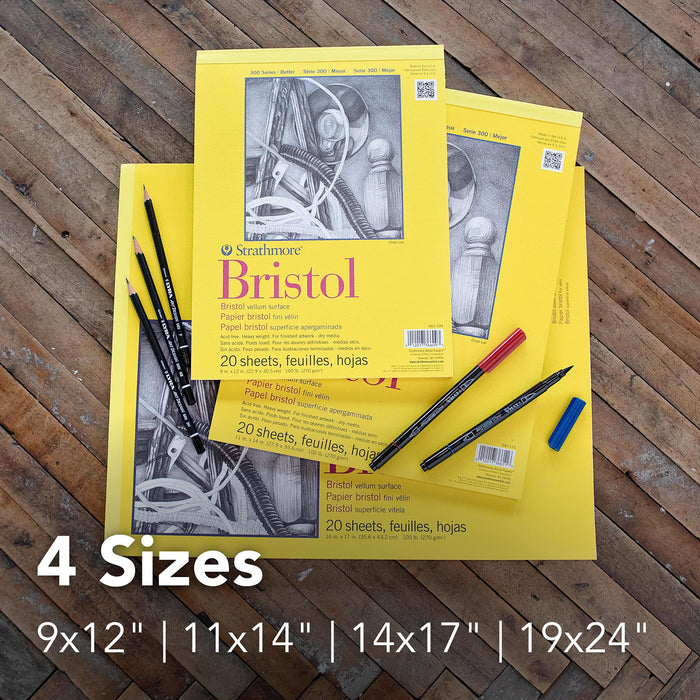 Strathmore STTP342141 300 Series Bristol Pad, Smooth Finish, Tape Binding, 20 Sheet, 14x17 inch, 1 Count