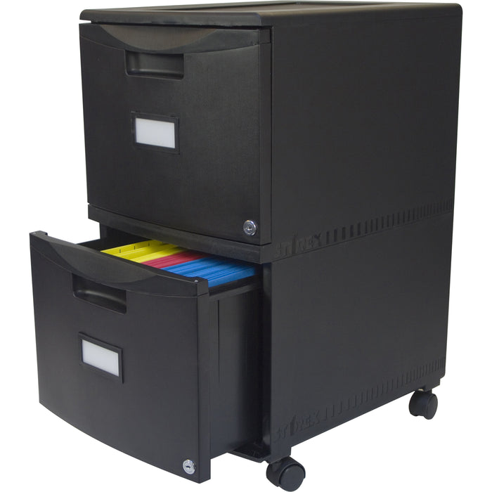 Storex STX61312U01C 2-Drawer Mobile File Cabinet with Lock, Legal/Letter, Black