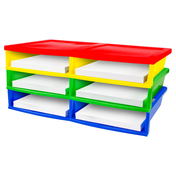 Storex STX61656E01C Quick Stack Literature Organizer, 6 Compartments, Classroom Colors