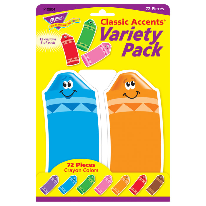 TREND T-10904 Crayon Colors Classic Accents Variety Pack, 72 ct