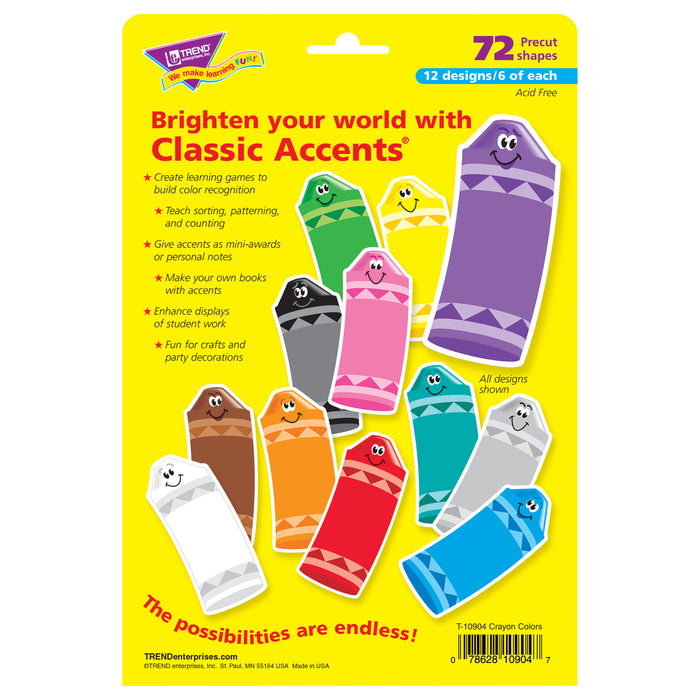 TREND T-10904 Crayon Colors Classic Accents Variety Pack, 72 ct