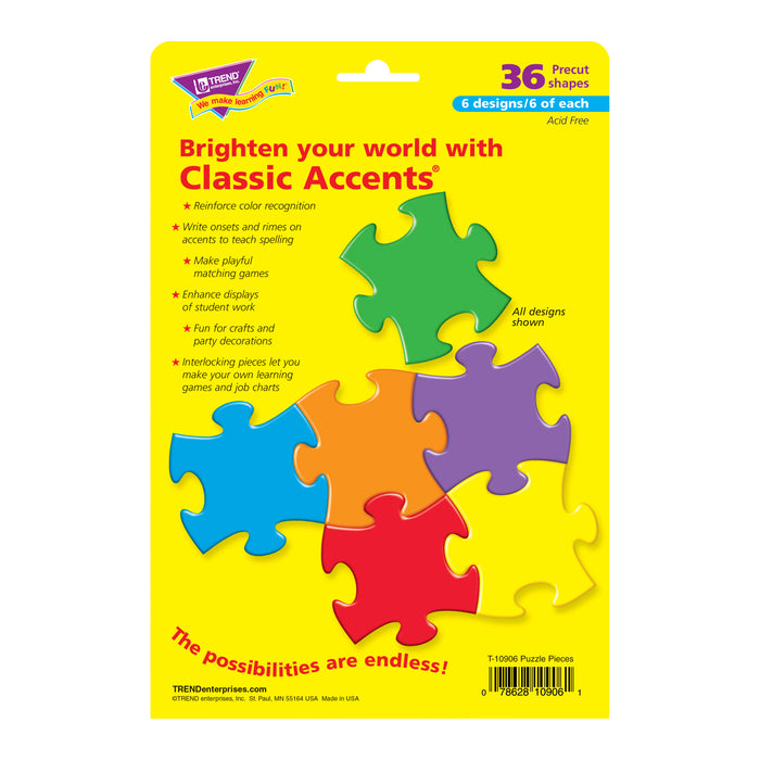 TREND T-10906 Puzzle Pieces Classic Accents Variety Pack, Pack of 36