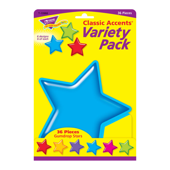 TREND T-10968 Gumdrop Stars Classic Accents Variety Pack, 36 ct
