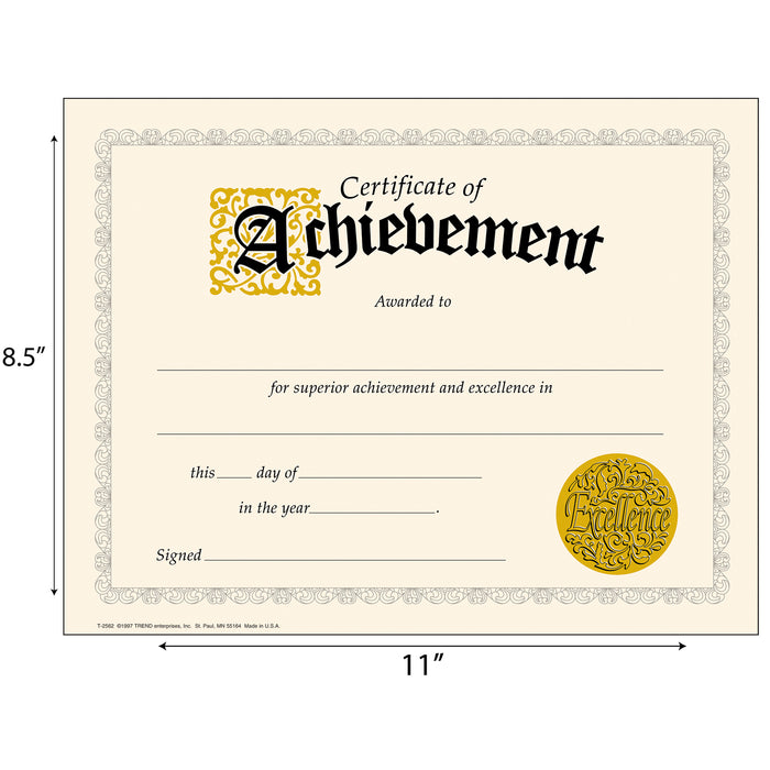 TREND T-2562 Certificate of Achievement Classic Certificates, 30 ct