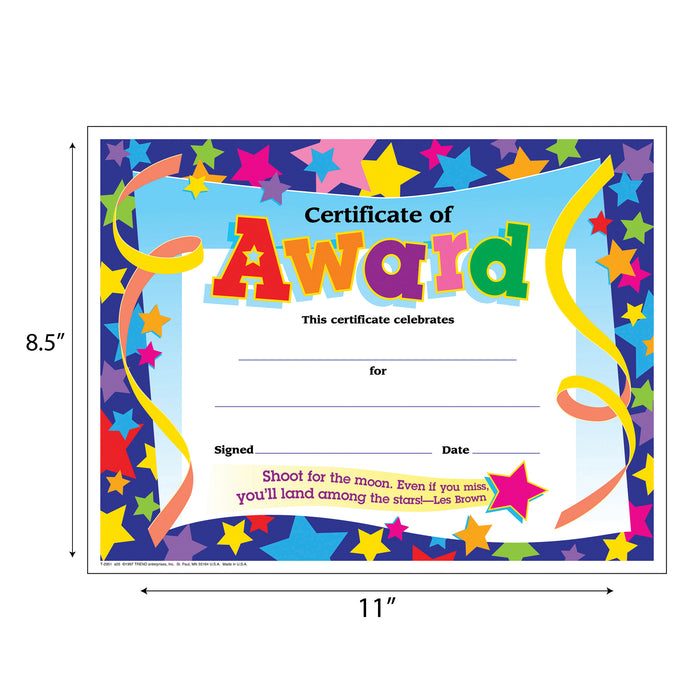 TREND T-2951 Certificate of Award Colorful Classics Certificates, 30 ct