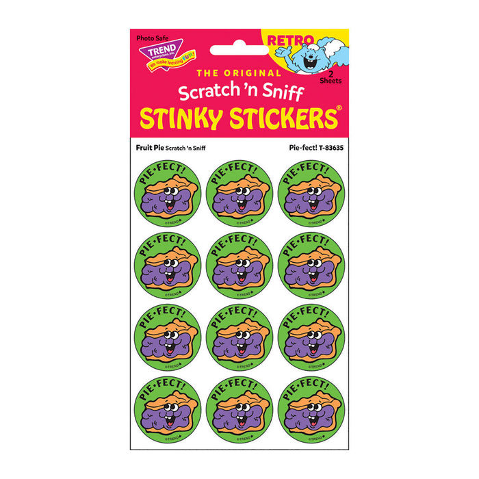 TREND T-83635 Pie-fect!/Fruit Pie Scent Retro Scratch 'n Sniff Stinky Stickers, 24 ct.