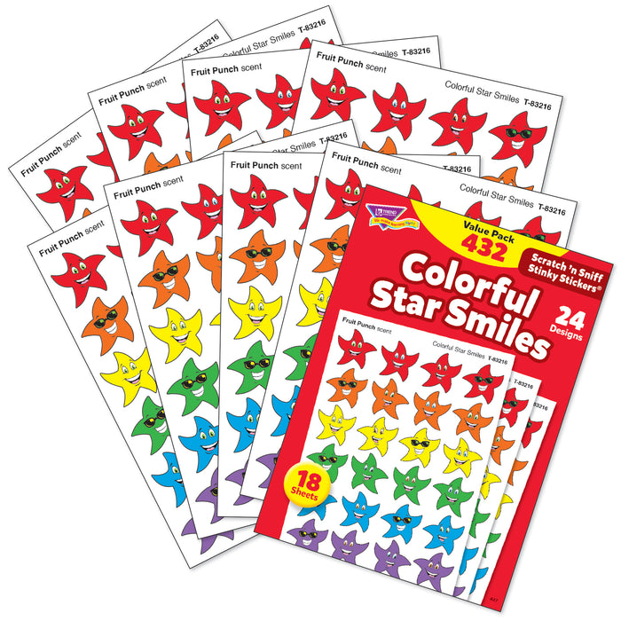 TREND T-83904 Colorful Star Smiles Stinky Stickers Variety Pack, 432 ct