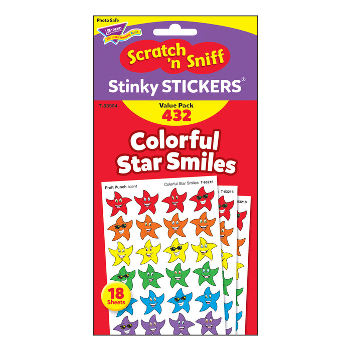 TREND T-83904 Colorful Star Smiles Stinky Stickers Variety Pack, 432 ct