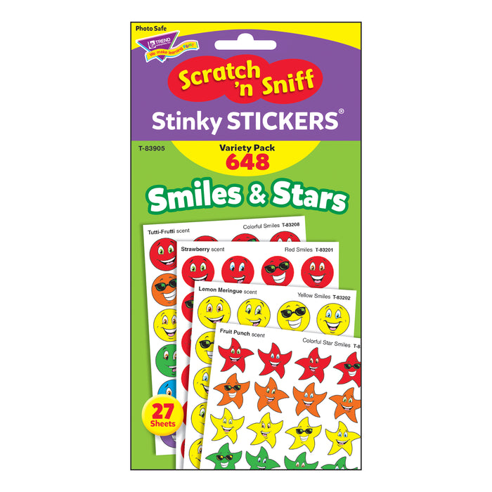 TREND T-83905 Smiles & Stars Stinky Stickers Variety Pack, 648 ct