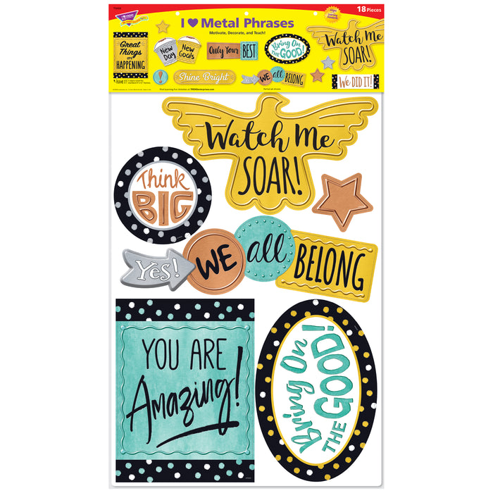 TREND T-8426 I &hearts; Metal Phrases Bulletin Board Set