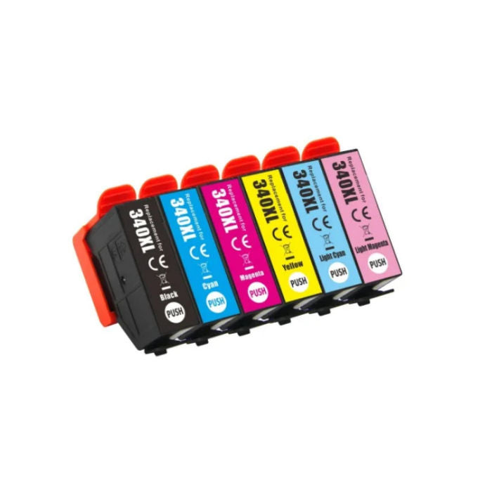 Remanufactured Epson 340XL Black, Cyan, Magenta, Yellow, Light Cyan, Light Magenta Ink Cartridges
