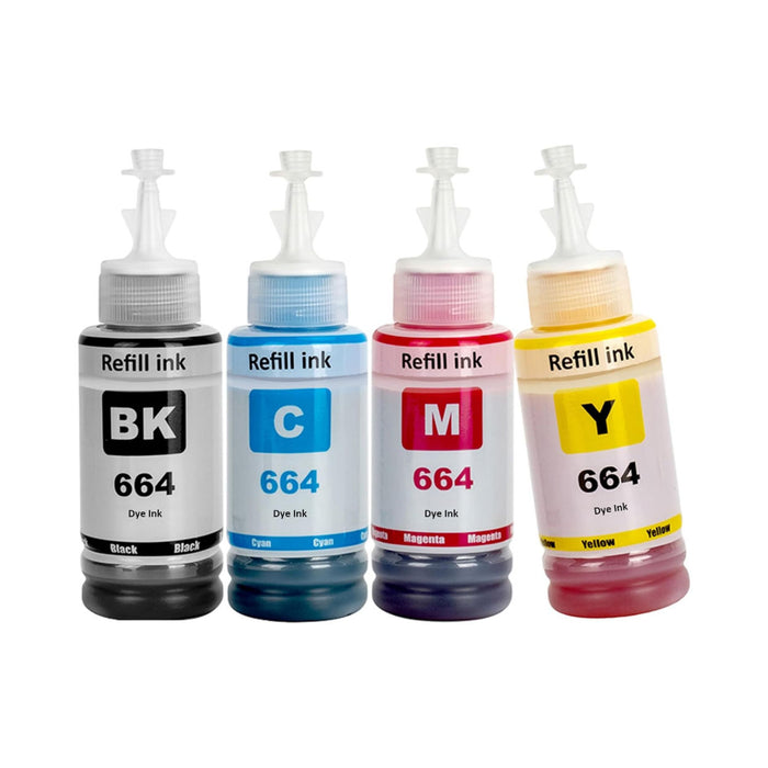 Remanufactured Epson 664 Ecotank Ink Bottles Black, Cyan, Magenta, Yellow