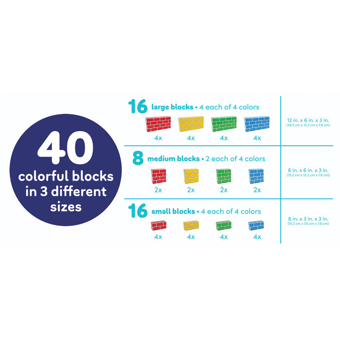 Teacher Created Resources TCR11532 Easy-Stack Cardboard Blocks, 40 Piece Set