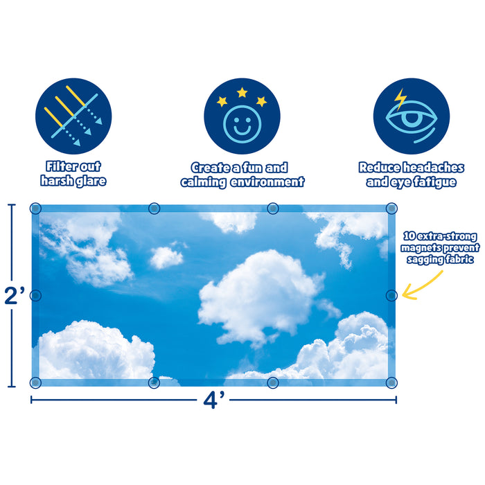 Teacher Created Resources TCR20140 Calming Covers Ceiling Light Filters, 2' x 4', Clouds, Pack of 4