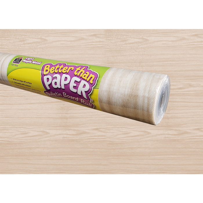 Teacher Created Resources TCR32322 Better Than Paper Bulletin Board Roll, 4' x 12', Light Maple Wood Design, Pack of 4