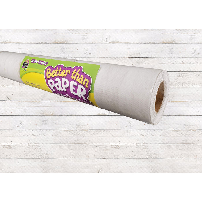 Teacher Created Resources TCR32429 White Shiplap Better Than Paper Bulletin Board Roll, 4' x 12', Pack of 4