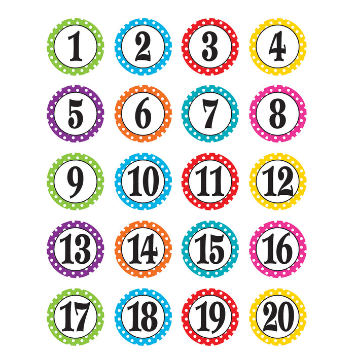 Teacher Created Resources TCR3567 Polka Dots Numbers Stickers, Pack of 120