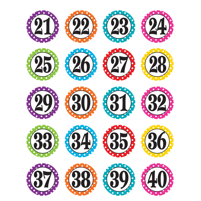 Teacher Created Resources TCR3567 Polka Dots Numbers Stickers, Pack of 120