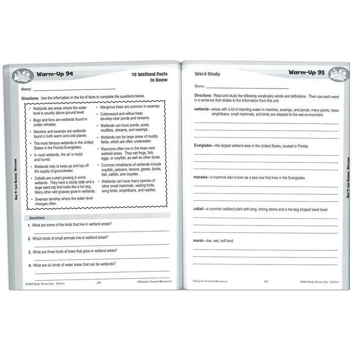 Teacher Created Resources TCR3968 Daily Warm-Ups Science Book, Grade 3