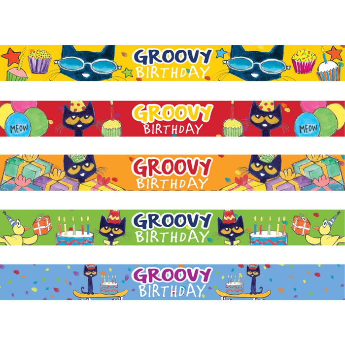 Edupress TCR62007 Pete the Cat Groovy Birthday Slap Bracelets, Pack of 10
