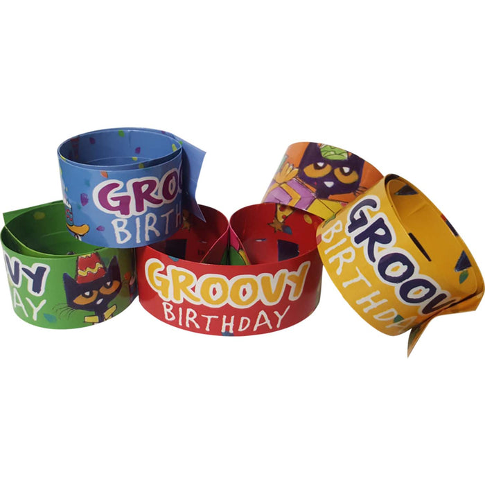 Edupress TCR62007 Pete the Cat Groovy Birthday Slap Bracelets, Pack of 10