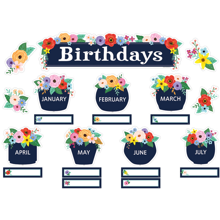 Teacher Created Resources TCR6704 Wildflowers Birthdays Mini Bulletin Board Set, 53 Pieces
