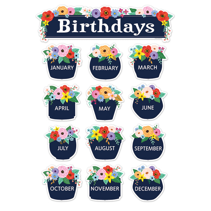 Teacher Created Resources TCR6704 Wildflowers Birthdays Mini Bulletin Board Set, 53 Pieces
