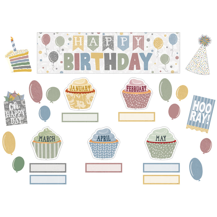 Teacher Created Resources TCR7176 Classroom Cottage Happy Birthday Mini Bulletin Board Set, 67 Pieces