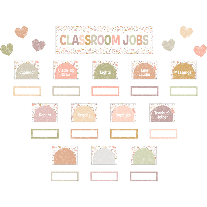 Teacher Created Resources TCR7209 Terrazzo Tones Classroom Jobs Mini Bulletin Board Set, 59 Pieces