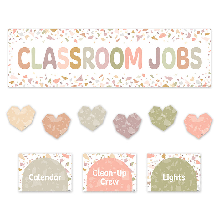 Teacher Created Resources TCR7209 Terrazzo Tones Classroom Jobs Mini Bulletin Board Set, 59 Pieces