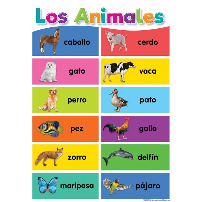 Teacher Created Resources TCR7822 Spanish Colorful Early Learning Small Poster Pack, 11" x 15-3/4", Pack of 12