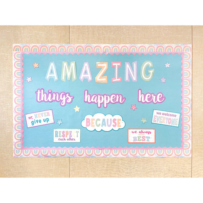Teacher Created Resources TCR8413 Pastel Pop Amazing Things Happen Here Bulletin Board Set