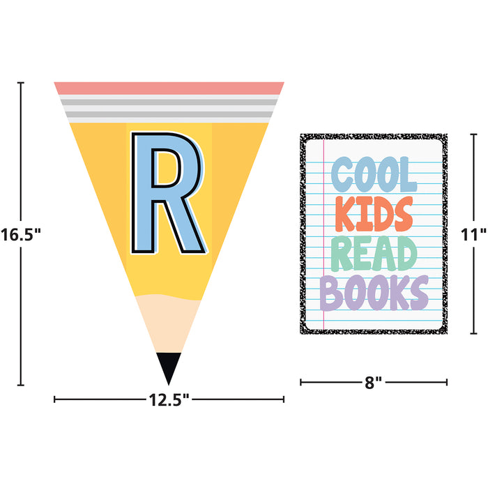 Teacher Created Resources TCR9302 Cool for School Read Pennants Bulletin Board Set, 12 Pieces