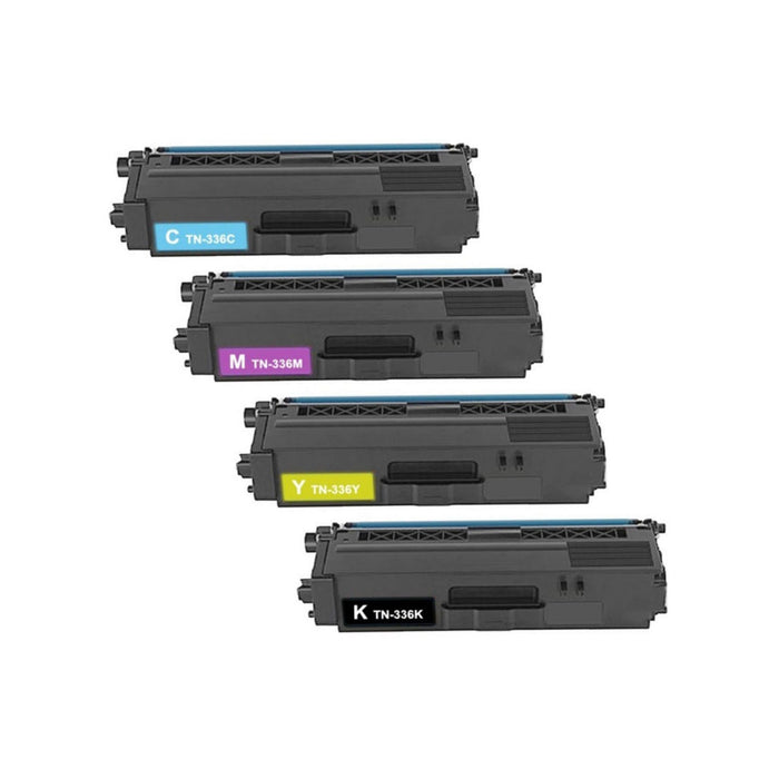 Compatible Brother TN336 High Yield Black, Cyan, Magenta, Yellow Toner Cartridges