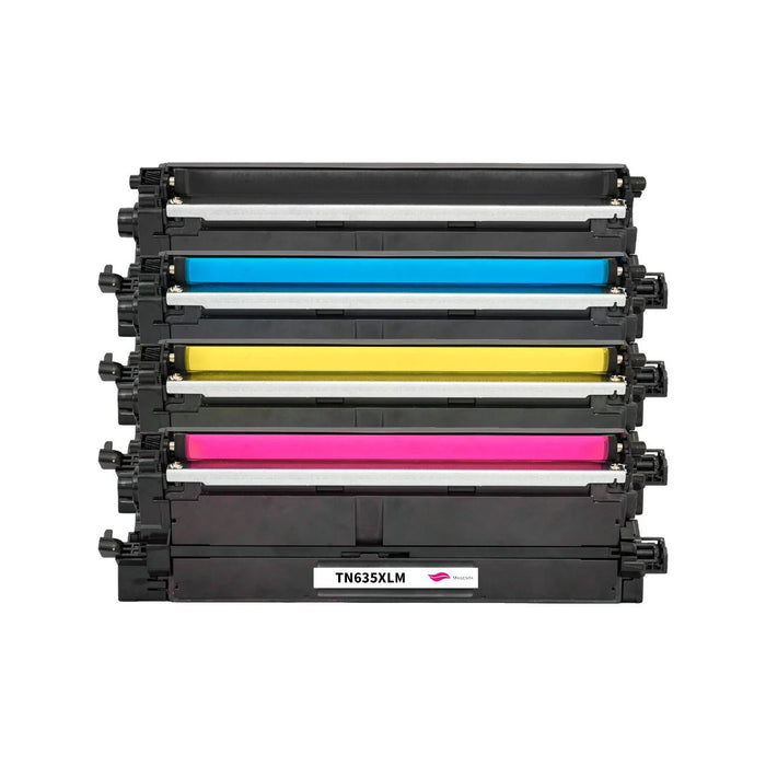 Compatible Brother High Yield TN635XL Black, Cyan, Magenta, Yellow Toner Cartridges