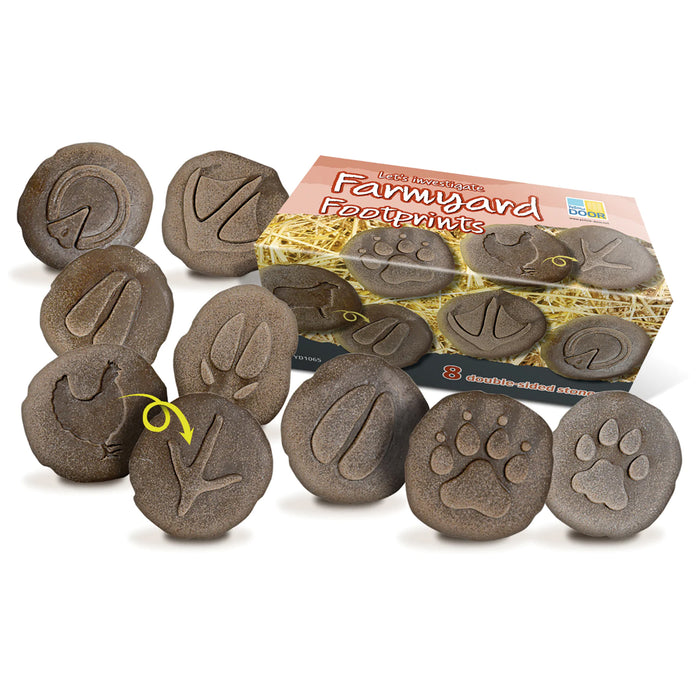 Yellow Door YUS1065 Let's Investigate Farmyard Footprints Stone, Pack of 8