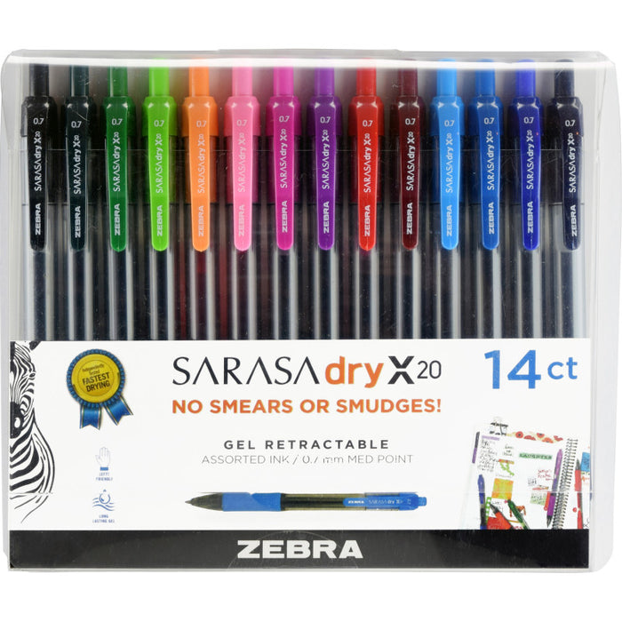 Zebra Pen ZEB46824 Sarasa Gel Retractable Gel Pens, Assorted 14-Pack