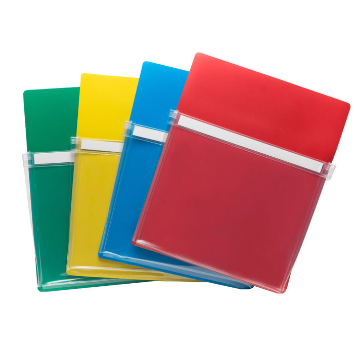 Charles Leonard CHL26400 Magnetic Pockets, 9.5"W x 11.75"H, 4 Assorted Colors Per Pack
