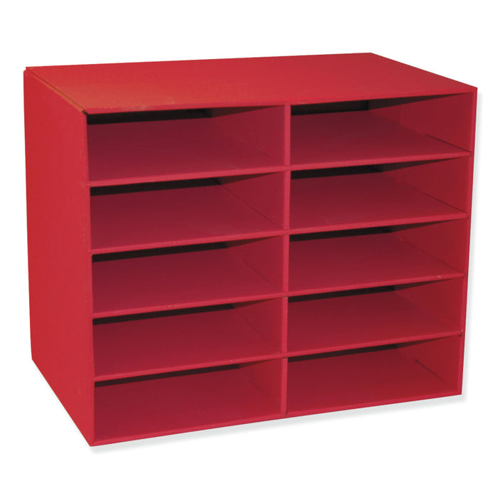 Classroom Keepers PAC001314 10-Shelf Organizer, Red, 17"H x 21"W x 12-7/8"D, 1 Organizer